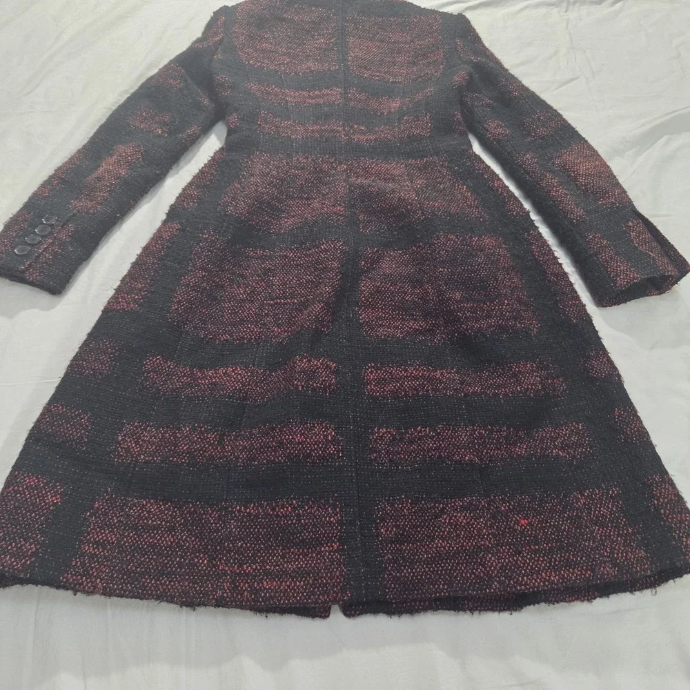 Burberry Check Coat Fitted Prorsum Burgundy Black Ladies Size US 2 / UK 4 *READ* - Picture 15 of 16